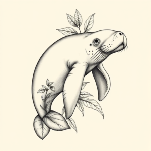 Botanical Manatee Tattoo