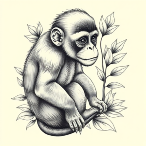 Botanical Monkey Tattoo