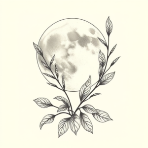 Botanical Moon Tattoo