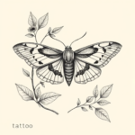 Botanical Moth Tattoo