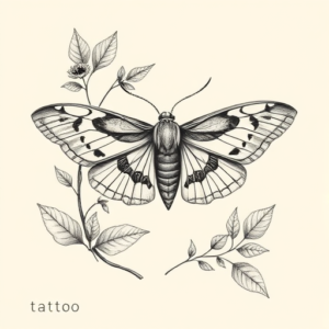 Botanical Moth Tattoo