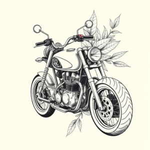 Botanical Motorcycle Tattoo