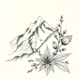 Botanical Mountain Tattoo