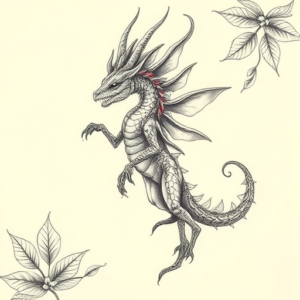 Botanical Mythosaur Tattoo