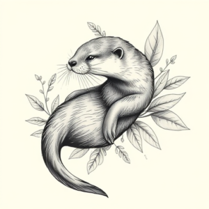 Botanical Otter Tattoo