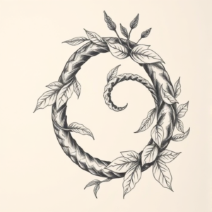 Botanical Ouroboros Tattoo