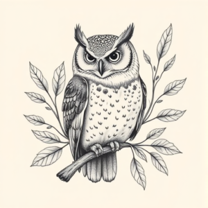 Botanical Owl Tattoo