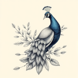 Botanical Peacock Tattoo