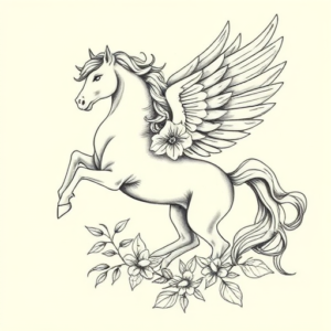 Botanical Pegasus Tattoo