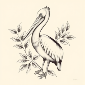 Botanical Pelican Tattoo