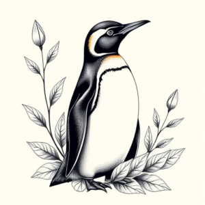 Botanical Penguin Tattoo