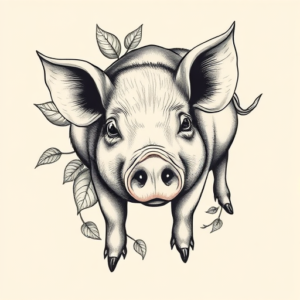 Botanical Pig Tattoo