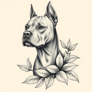 Botanical Pitbull Tattoo