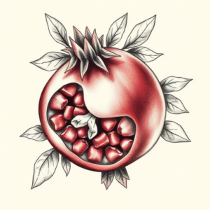Botanical Pomegranate Tattoo
