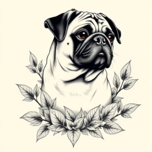 Botanical Pug Tattoo