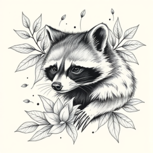 Botanical Raccoon Tattoo