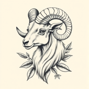 Botanical Ram Tattoo