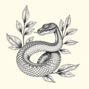 Botanical Rattlesnake Tattoo