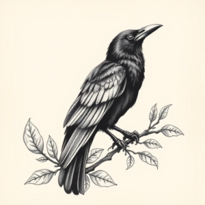 Botanical Raven Tattoo