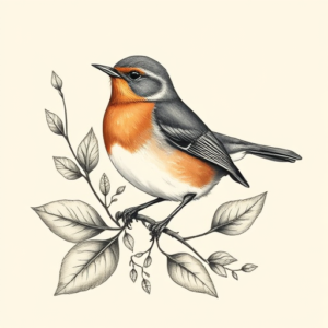 Botanical Robin Tattoo