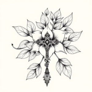 Botanical Rosary Tattoo