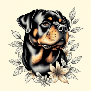 Botanical Rottweiler Tattoo