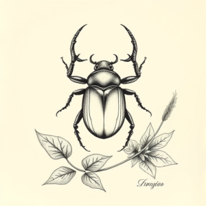 Botanical Scarab Tattoo