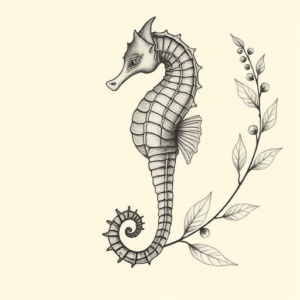 Botanical Seahorse Tattoo