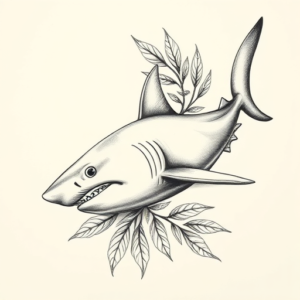 Botanical Shark Tattoo