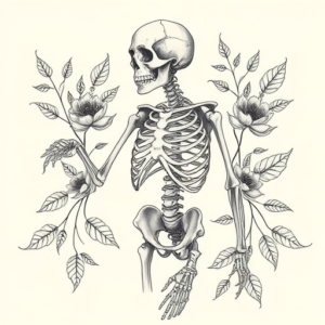 Botanical Skeleton Tattoo