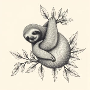 Botanical Sloth Tattoo