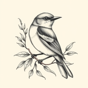 Botanical Sparrow Tattoo
