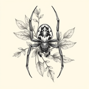 Botanical Spider Tattoo