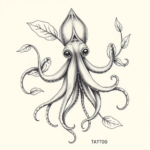 Botanical Squid Tattoo