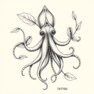 Botanical Squid Tattoo