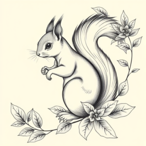 Botanical Squirrel Tattoo