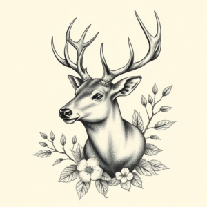Botanical Stag Tattoo