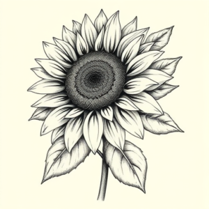 Botanical Sunflower Tattoo