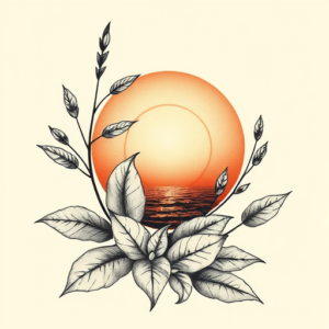 Botanical Sunset Tattoo