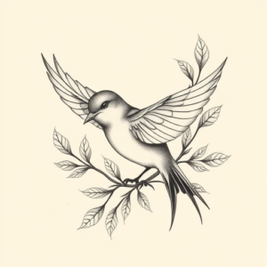 Botanical Swallow Tattoo