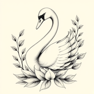 Botanical Swan Tattoo