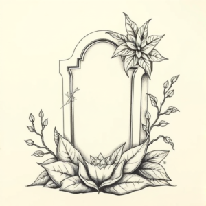 Botanical Tombstone Tattoo