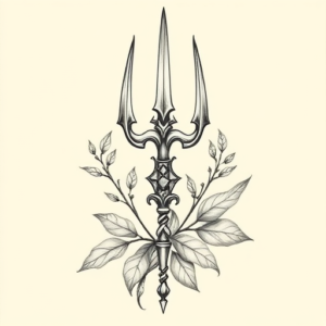 Botanical Trident Tattoo
