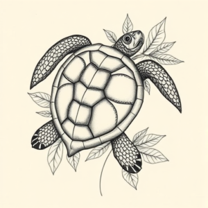 Botanical Turtle Tattoo