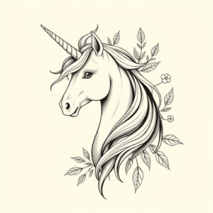 Botanical Unicorn Tattoo