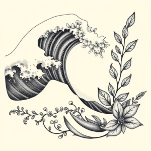 Botanical Wave Tattoo