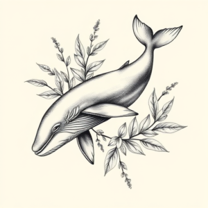Botanical Whale Tattoo