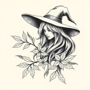Botanical Witch Tattoo