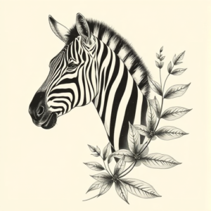 Botanical Zebra Tattoo