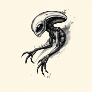 Brushstroke Alien Tattoo